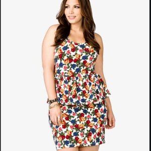Forever 21 Multi Color Flower Peplum Dress Sz XL